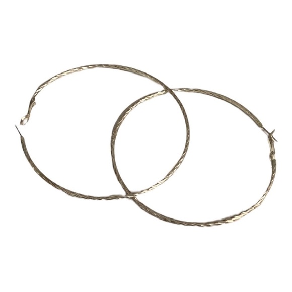 Swirl Silver Colored Textured Daring Hoop Back-Hinged Pierced Earrings - Picture 1 of 4